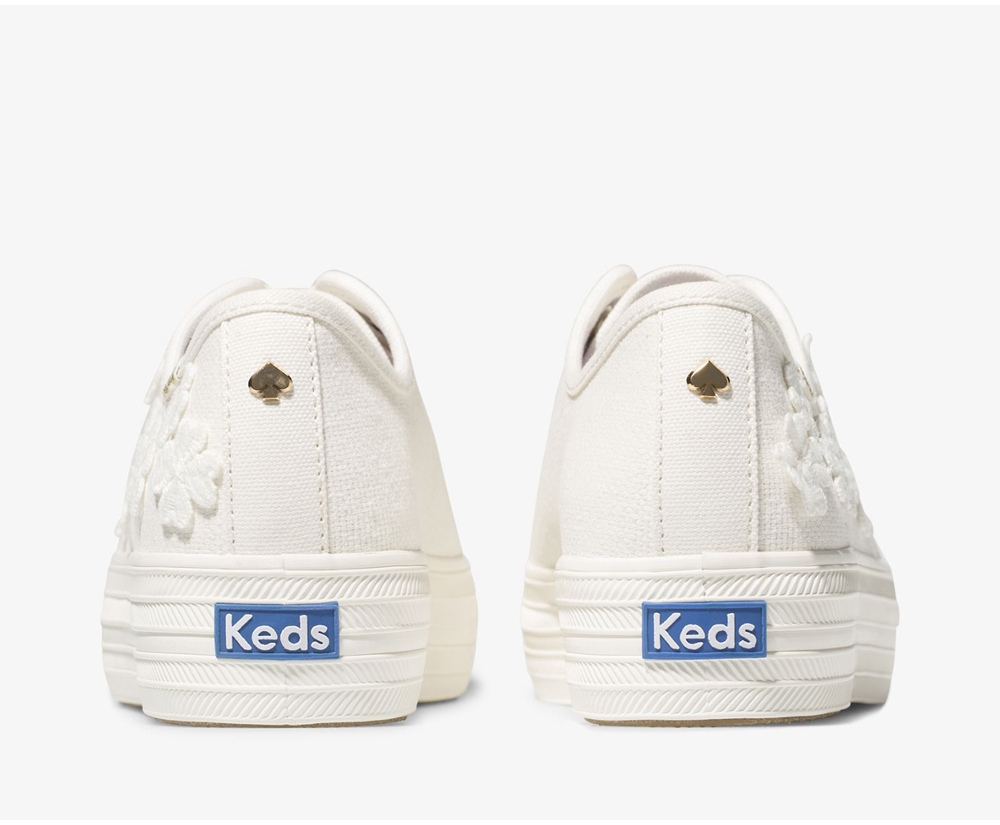 Keds Sneakers White - Kate Spade new york Triple Kick Woven Flowers - Womens RHQJXU-287